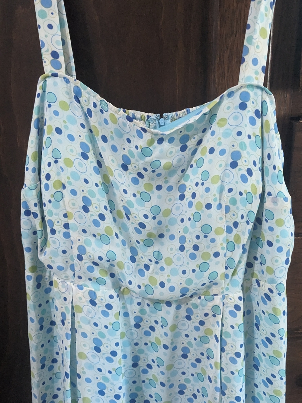 Vintage Karen Scott Light Blue Dress with Blue and Green Dot Print Nwt 16
